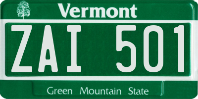 VT license plate ZAI501