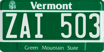 VT license plate ZAI503