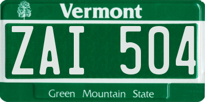 VT license plate ZAI504