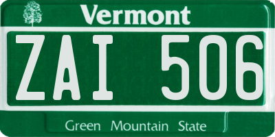 VT license plate ZAI506