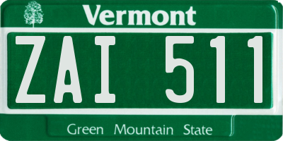 VT license plate ZAI511