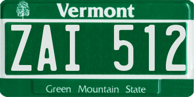 VT license plate ZAI512