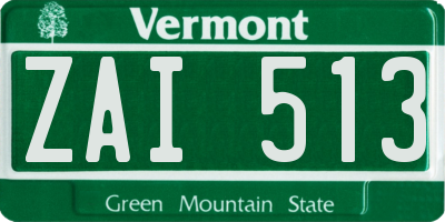 VT license plate ZAI513