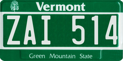 VT license plate ZAI514