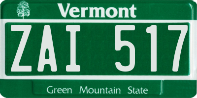 VT license plate ZAI517