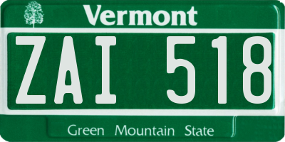 VT license plate ZAI518