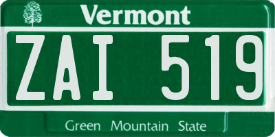 VT license plate ZAI519
