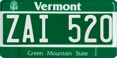 VT license plate ZAI520