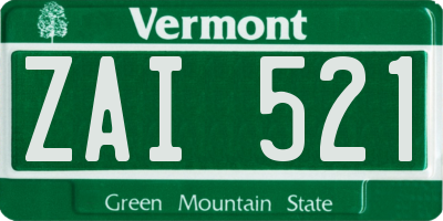 VT license plate ZAI521