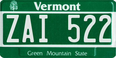 VT license plate ZAI522