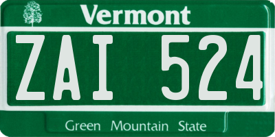 VT license plate ZAI524