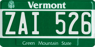 VT license plate ZAI526