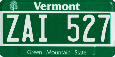 VT license plate ZAI527