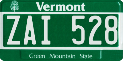VT license plate ZAI528