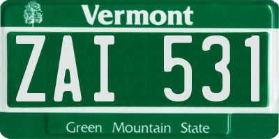 VT license plate ZAI531