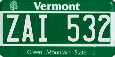 VT license plate ZAI532