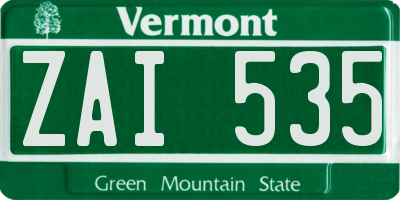 VT license plate ZAI535