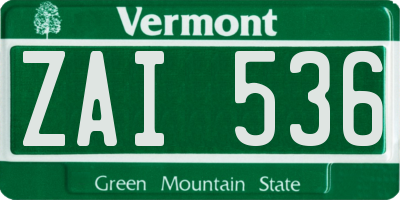 VT license plate ZAI536