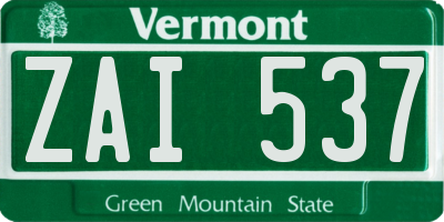 VT license plate ZAI537