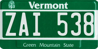 VT license plate ZAI538