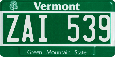 VT license plate ZAI539
