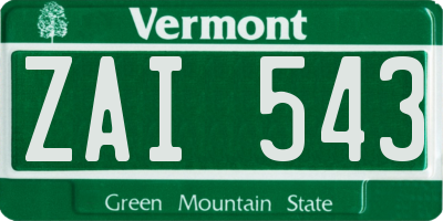 VT license plate ZAI543