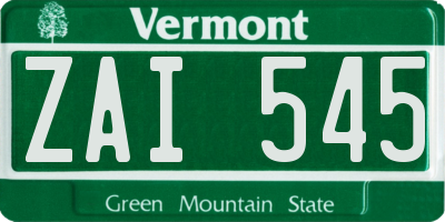 VT license plate ZAI545