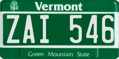 VT license plate ZAI546