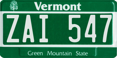 VT license plate ZAI547