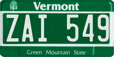 VT license plate ZAI549