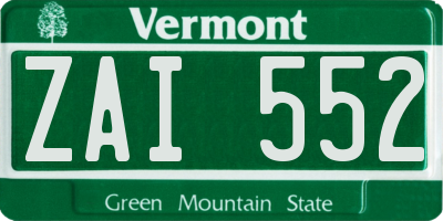 VT license plate ZAI552