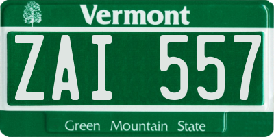 VT license plate ZAI557