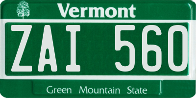 VT license plate ZAI560