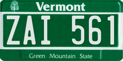 VT license plate ZAI561