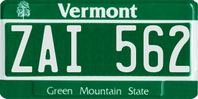 VT license plate ZAI562