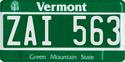 VT license plate ZAI563