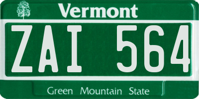 VT license plate ZAI564