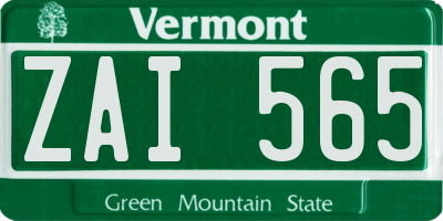 VT license plate ZAI565