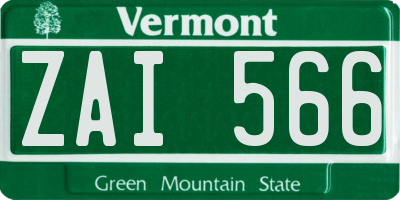 VT license plate ZAI566