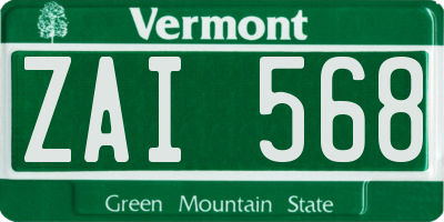 VT license plate ZAI568