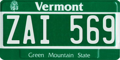 VT license plate ZAI569