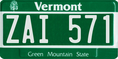 VT license plate ZAI571