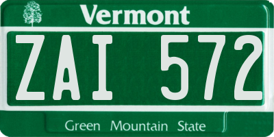 VT license plate ZAI572