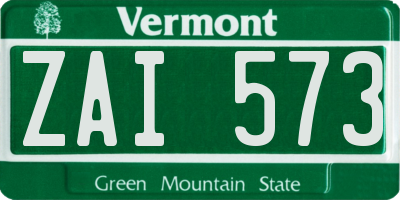 VT license plate ZAI573