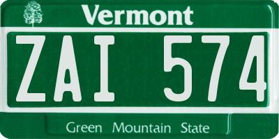 VT license plate ZAI574