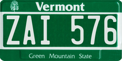 VT license plate ZAI576