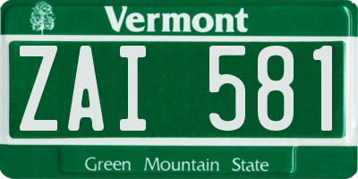 VT license plate ZAI581