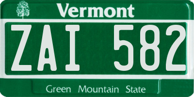 VT license plate ZAI582