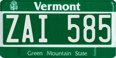 VT license plate ZAI585