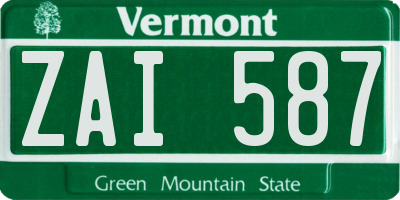 VT license plate ZAI587